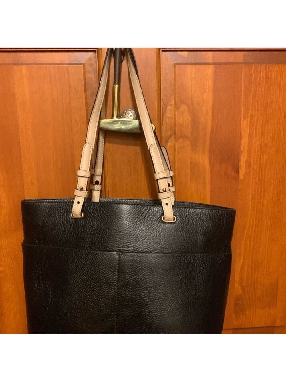 Michael Kors Black Leather Tote Bag - Picture 2 of 5